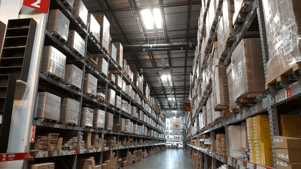 Professionally organized warehouse filled with pallets